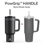 POWCAN 40 oz Tumbler with Handle, 2-in-1 Straw and Sip Lid, Leakproof, Dishwasher Safe, Insulated Stainless Steel Travel Coffee Mug, Keeps Cold for 34 Hours, Fits in Car Cup Holder (Midnight)