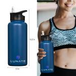 LUNATE 32oz Wide Mouth Water Bottle with 3 Lids