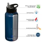 LUNATE 32oz Wide Mouth Water Bottle with 3 Lids