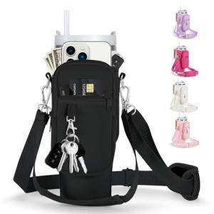 Insulated Water Bottle Carrier Bag with Phone Pocket