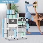 Yoga Mat Storage Rack on Wheels for Home Gym