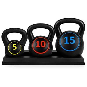Kettlebell Set with Rack: 5lb, 10lb, 15lb