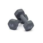 Amazon Basics Neoprene Dumbbell Hand Weights, Hexagon Shape, 7 Pounds, Pair, Light Grey