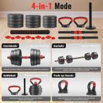 60lbs 4-in-1 Adjustable Dumbbell and Kettlebell Set
