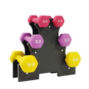Colored Neoprene Dumbbell Set with Rack, Multiple Weights
