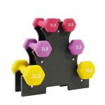 Colored Neoprene Dumbbell Set with Rack, Multiple Weights