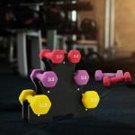 Colored Neoprene Dumbbell Set with Rack, Multiple Weights