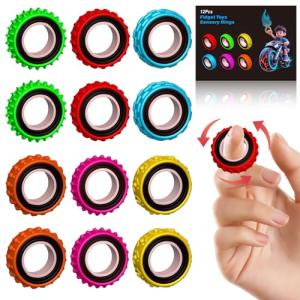 12-Pack Sensory Fidget Spinner Rings for Kids