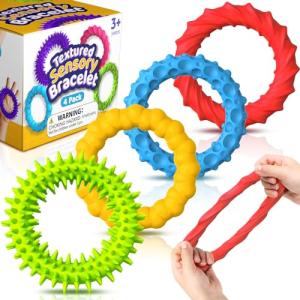 Stretchy Sensory Fidget Bracelet Set - 4-Pack 