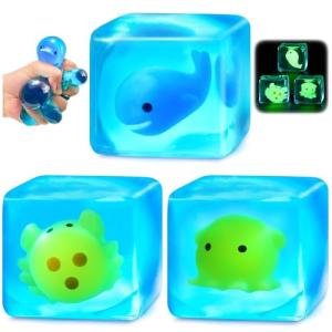 Glow-in-the-Dark Squishy Stress Cube Fidget Toys