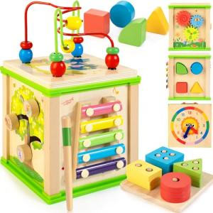 Wooden 7-in-1 Activity Cube for Toddlers