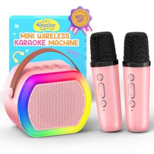 Mini Karaoke Machine with 2 Wireless Microphones
