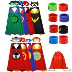 Kids Superhero Capes and Wristbands Costume Set