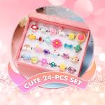 Adjustable Pink Sheep Jewel Rings for Kids