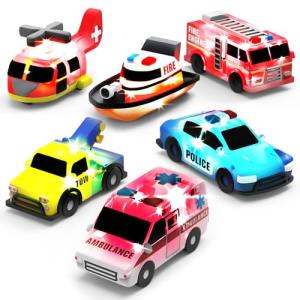 Light-Up Bath Toy Cars – 6 Pack