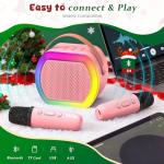 Mini Karaoke Machine with 2 Wireless Microphones