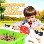 Farm Animals Sensory Bin with Tractor and Sand