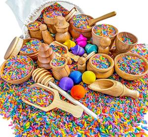 30-Piece Wooden Tool Set for Sensory Bins