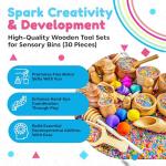 Rainbow Rice Sensory Bin Kit with 30 Tools