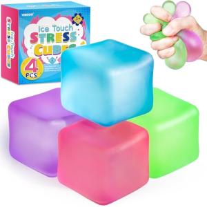 4 Pack Squishy Stress Cubes for Kids
