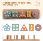 Wooden Shape Sorter and Stacking Puzzle Toy