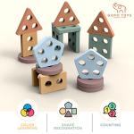 Wooden Shape Sorter and Stacking Puzzle Toy