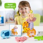 Wooden Animal Stacking Blocks for Toddlers 2-4