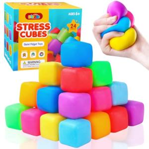 24-Pack Colorful Stress Cube Toys for Kids