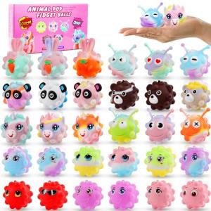 Animal Pop Balls Fidget Toys, 30 Pack