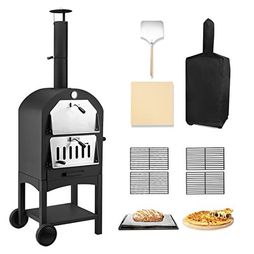 U-MAX Outdoor Wood Fire Pizza Oven with Cover