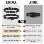 DILLYBUD Adjustable Leather Cat Collar with Bell