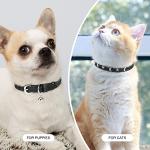 DILLYBUD Adjustable Leather Cat Collar with Bell