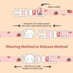 Pink Strawberry Cat Collars with Heart Pendants, 2 Pack