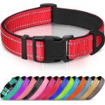 Joytale Reflective Adjustable Neoprene Dog Collar, Red