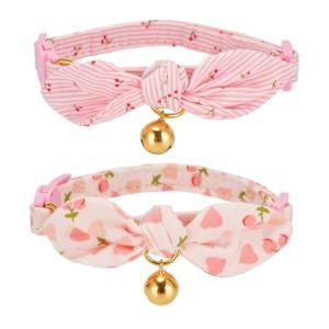 YUDOTE Adjustable Bowtie Cat Collar Set - Pink
