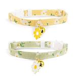 Cute Floral Breakaway Cat Collars with Bells - 2 Pack