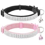 Soft Velvet Cat Collars with Bling - 2 Pack