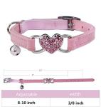 Heart Bling Cat Collar with Safety Belt - Pink