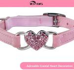 Heart Bling Cat Collar with Safety Belt - Pink