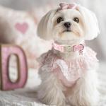 Cute Pink Plaid Bow Collar for Small Dogs