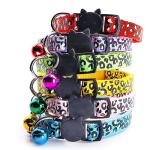 Leopard Pattern Reflective Cat Collars with Bells