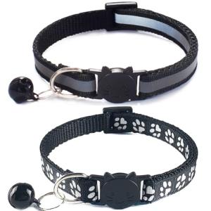 Reflective Breakaway Cat Collar with Bells - 2 Pack
