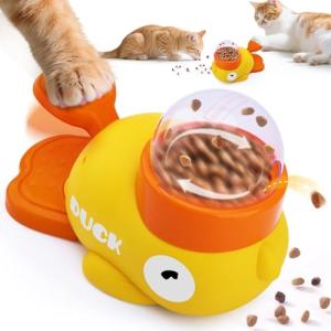 Interactive Duck-Shaped Cat Treat Dispenser Toy