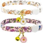 Floral Breakaway Cat Collars with Bell & Mouse Toy