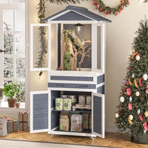 Large Wooden Reptile Tank with Storage and Wheels