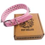 TEEMERRYCA Spiked Leather Dog Collar with Squeak Ball
