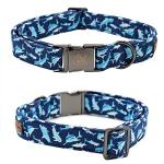Cute Blue Shark Pattern Adjustable Dog Collar