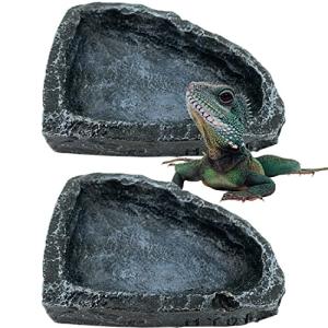 2-Pack Reptile Food and Water Corner Dishes