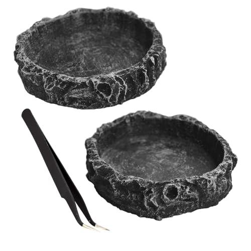 Reptile Water Dish and Feeding Tweezers Set