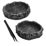 Reptile Water Dish and Feeding Tweezers Set
